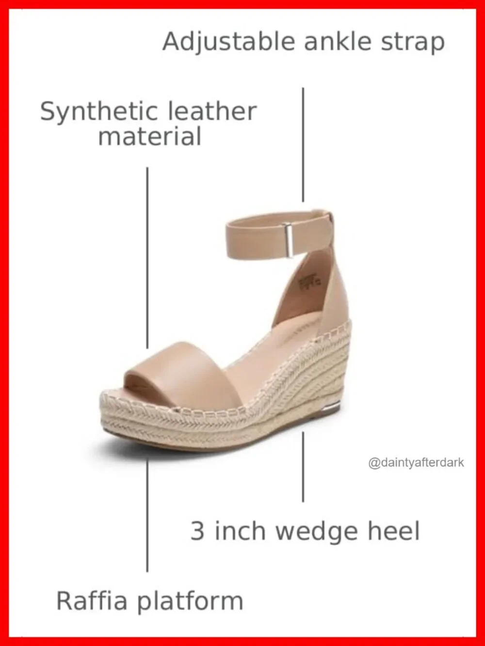 Faux Leather Wedge Platform Sandals Espadrille Summer Ankle Strap